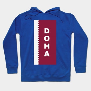 Doha City in Qatar Flag Vertical Hoodie